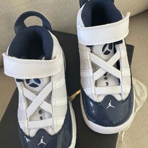 Jordan Kids Navy and White Sneakers